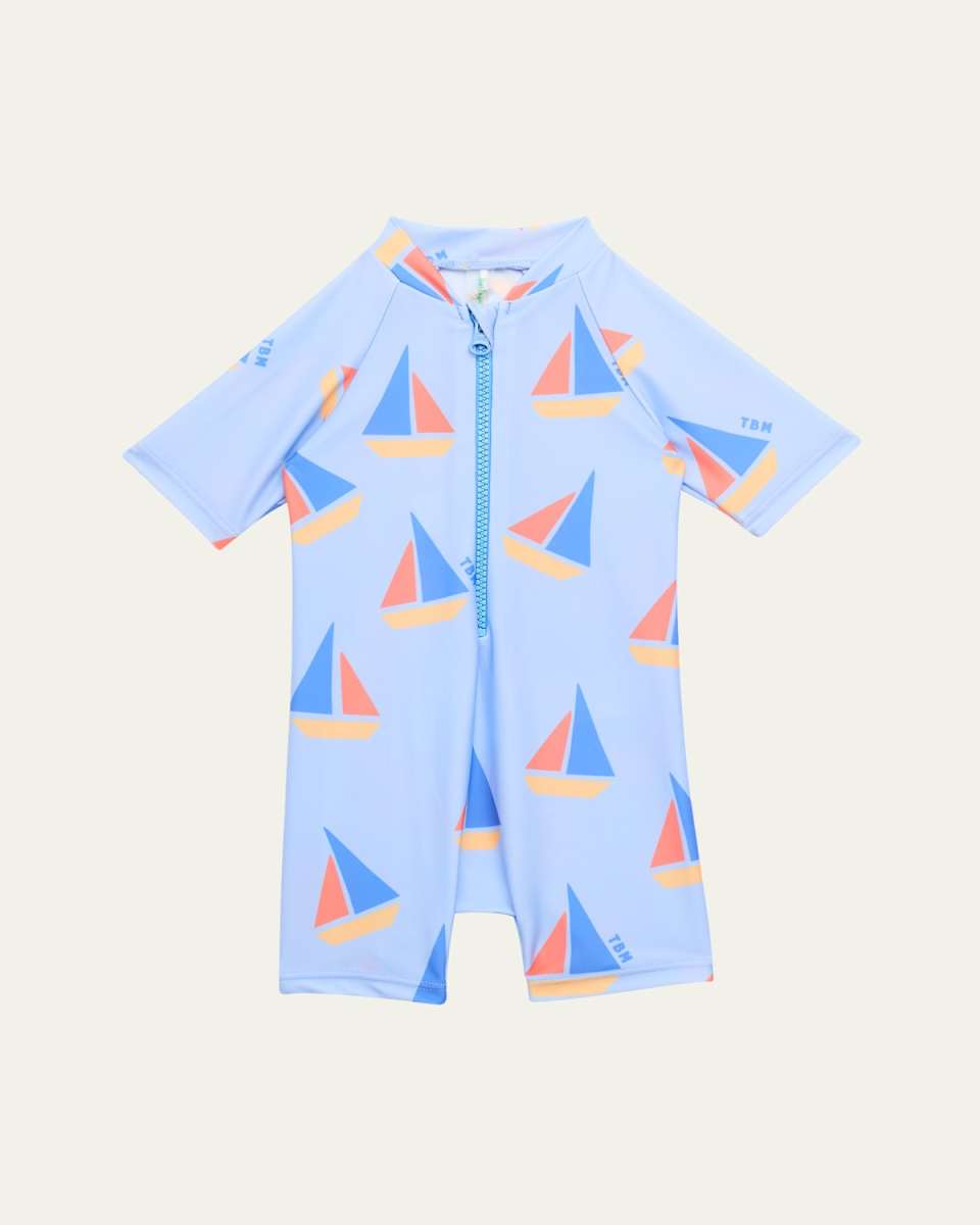 Girl's Sail Boat Printed Rashguard, Size Newbor